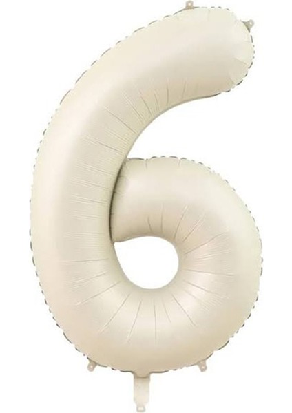 Rakam Folyo Balon 6 Rakamı Krem 76 cm 34 Inc