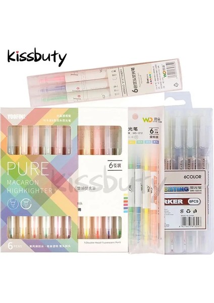 6pcs-Çift Renk Stili 6 Colorsset Çift Kafa Benzersiz Pencere Ucu Pastel Renk Fosforlu Kalem Işaretleyici Okul Işaretleyici Kırtasiye Malzemeleri Için Yumuşak Renk (Yurt Dışından) modelleri