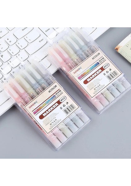 6pcs-Çift Renk Stili 6 Colorsset Çift Kafa Benzersiz Pencere Ucu Pastel Renk Fosforlu Kalem Işaretleyici Okul Işaretleyici Kırtasiye Malzemeleri Için Yumuşak Renk (Yurt Dışından) fırsatları