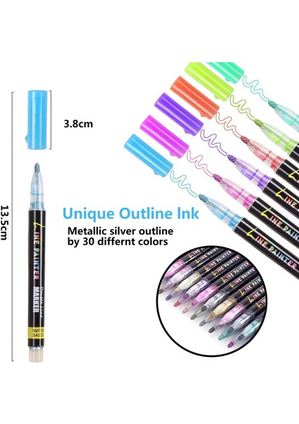 12 Renk Stili 30 Renk Çift Çizgi Anahat Metalik Işaretleyiciler Magmmer Boya Kalemleri Çocuklar Yetişkinler Çizim Dıy Sanat El Sanatları Sanat Boyama Öğrenme (Yurt Dışından) indirimleri