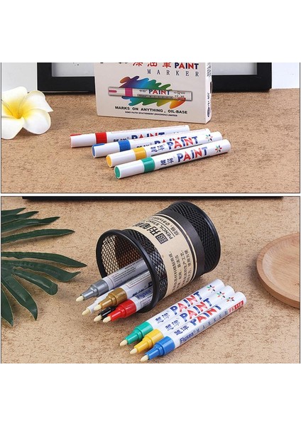 10 1 Adet Tarzı 12 Renk Boya Marker Kalem Su Geçirmez Çabuk Kuruyan Yağlı Mürekkep Solmaz Araba Lastiği Lastik Sırtı CD Metal Kalıcı Boya Marker Fiber Ucu (Yurt Dışından)