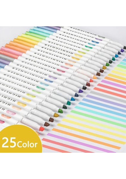 5 Renk Floresan Stili 25 Renk Çift Kafa Fosforlu Kalem Sevimli Kalem Seti Mildliner Sanat Malzemeleri Pastel Işaretleyici Kalemler Öğrenci Okul Ofis Kırtasiye Işareti (Yurt Dışından) modelleri