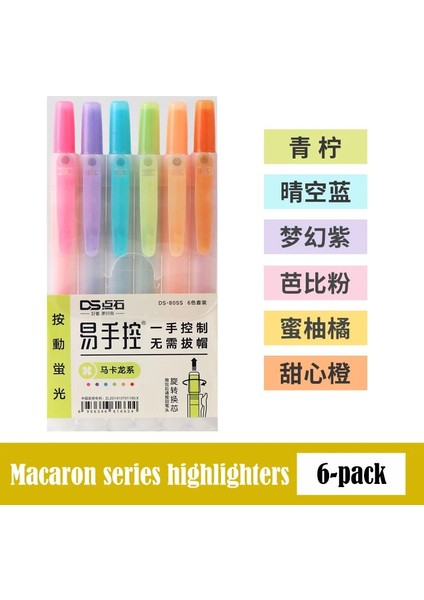 6'lı Makaron Seti Stili Et Geri Çekilebilir Fosforlu Kalemler Doldurulabilir Pastel Fosforlu Kalem Kalem Günlük Kayıt Için Floresan Işaretleyiciler Okul Ofis Malzemeleri (Yurt Dışından)