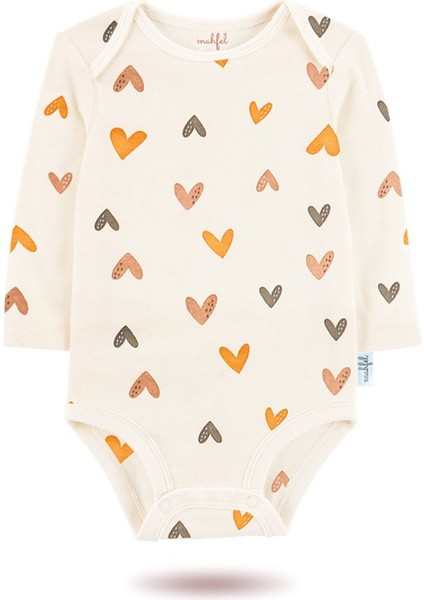 2 Li Organik "love" Baskılı Uzun Kollu Bebek Body Zıbın UZUN-KALP-EKRU-355 modelleri
