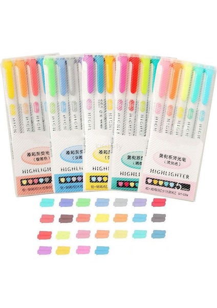 5 Renk Sakin Stil Colorsset Çift Kafa Mildliner Renk Fosforlu Kalem Floresan Fosforlu Kalemler Sanat Marker Okul ve Ofis Sanat Kırtasiye (Yurt Dışından) fiyatları