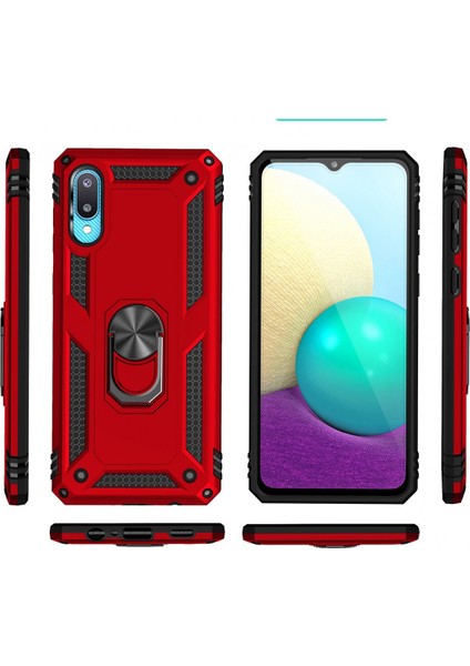 Samsung Galaxy A02 Kılıf Sofya Yüzüklü Silikon Kapak - Kırmızı 300099 modelleri