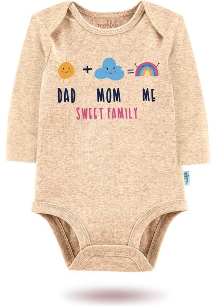 2 Li Organik "babam+Annem=ben" Baskılı Uzun Kollu Bebek Body Zıbın UZUNBEJ-KAHVE199-820 fiyatları
