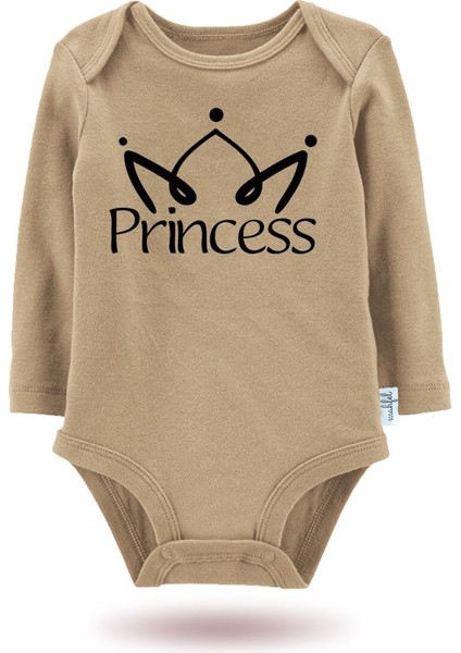 2 Li Organik "prenses" Baskılı Uzun Kollu Bebek Body Zıbın UZUN-EKRU-KAHVE-272-756 modelleri