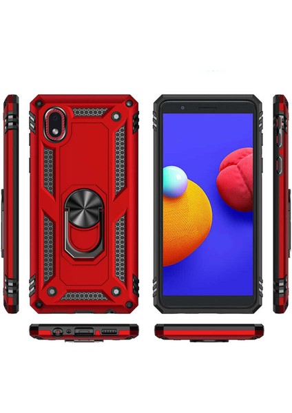 Samsung Galaxy A01 Core Kılıf Sofya Yüzüklü Silikon Kapak - Rose 300099