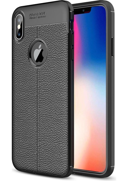 Iphone Xs Max Kılıf Focus Derili Silikon - Siyah 300099