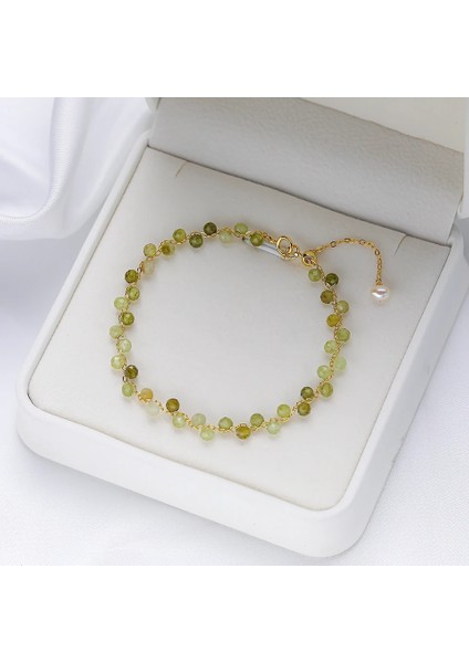 16-21CM Tarzı Tsavorit Lina Jw Altın Renk 3 mm Doğal Taş Turmalin Bilezik Kadınlar Için El Takı Parti Düğün Lüks Hediye Seti Işi (Yurt Dışından)