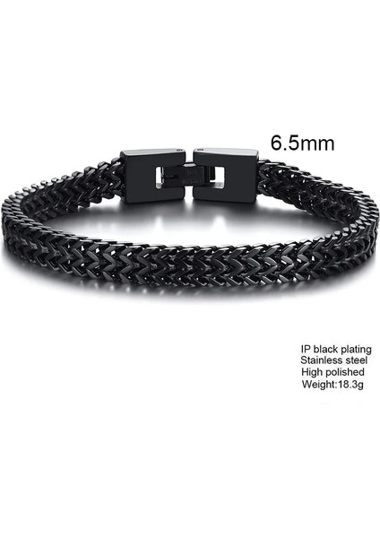 19CM Tarzı 6,5 mm Genişlik Şık Paslanmaz Çelik Balı Erkekler Için Foxtaıl Zincir Bilezik Çift Franco Bağlantı Zincirleri Bilezik Kollu Erkek Takı (Yurt Dışından)
