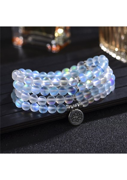 Beyaz 108 Mala Boncuk Şifa Taş Bilezik Aqua Angel Aura Kuvars Kristal Deniz Kızı Cam Rhodonite Güneş Işığında Güzellik Bilezik J39FK (Yurt Dışından) fiyatları