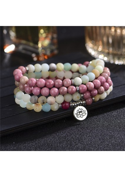 Beyaz 108 Mala Boncuk Şifa Taş Bilezik Aqua Angel Aura Kuvars Kristal Deniz Kızı Cam Rhodonite Güneş Işığında Güzellik Bilezik J39FK (Yurt Dışından) modelleri
