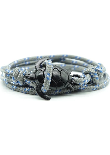 Gri Moda El Yapımı Paracord Deniz Kaplumbağası Bilezik Charm Çok Katmanlı Halat Viking Erkekler Kadınlar Için Braclet Bileklik Takı Pulseira (Yurt Dışından)