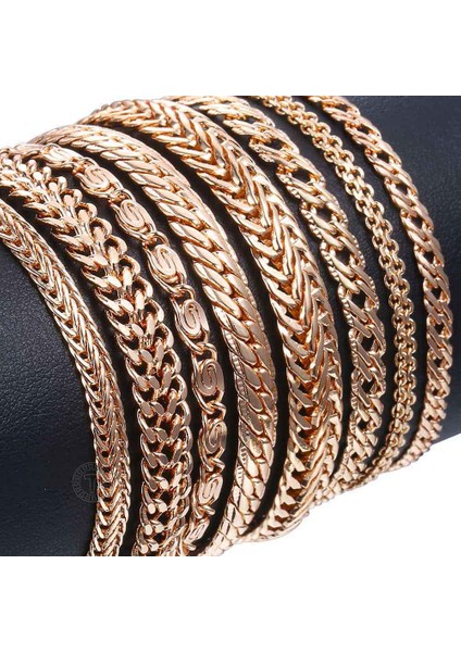 8 Inç 20CM Tarzı CB10 Davieslee Wome Için Bilezikler Gül Altın Dolgulu Zincirler Erkek Bayan Bracelat Tilki Kuyruğu Dövülmüş Bismark Zincir cm Dcbb1 (Yurt Dışından)
