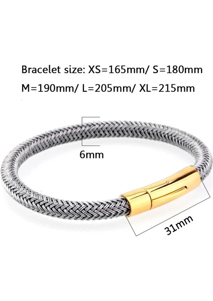M 190MM Stili Altın Mcllroy Erkek Bileklik ve Bilezikler 6mm Çelik Halat Zincir Titanyum Çelik Bilezik Çift Aşk Bilezikleri Paslanmaz Çelik Erkek Bileklik (Yurt Dışından)
