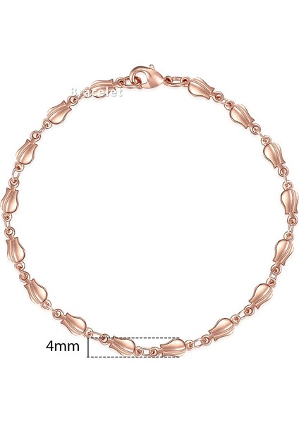 8 Inç 20CM Tarzı GB394 Davieslee Wome Için Bilezikler Gül Altın Dolgulu Zincirler Erkek Bayan Bracelat Tilki Kuyruğu Dövülmüş Bismark Zincir cm Dcbb1 (Yurt Dışından)