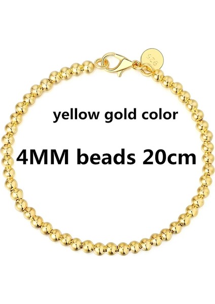 Sarı Renk 20CM Güzel Moda Zarif Altın Rengi Gümüş Renk 4 mm Boncuk Zincir Kadın Mektup Sevimli Bilezik Yüksek Li Muhteşem Takı H198 (Yurt Dışından)