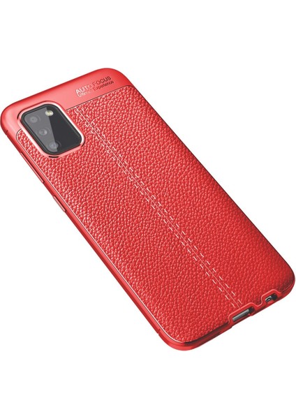 Samsung Galaxy A02S Kılıf Focus Derili Silikon - Kırmızı 300099