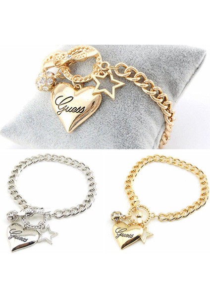 Şerit ve Kolye Pentagram Kalp Bilezik Kristal Zincir Moda Kadınlar Vahşi Basit Sevgililer Günü Hediyesi Düz Renk Tüm Maç Kristal Bilezikler (Yurt Dışından)