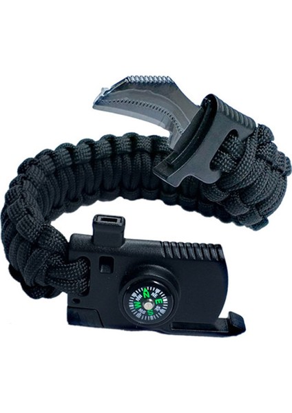 23CM Tarzı L Beden Erkekler Örgülü Siyah Çok Fonksiyonlu Paracord Bilezik Survival Pusula Düdük Bıçağı Askeri Acil Paracord Bilezikler Kadınlar (Yurt Dışından) fırsatları