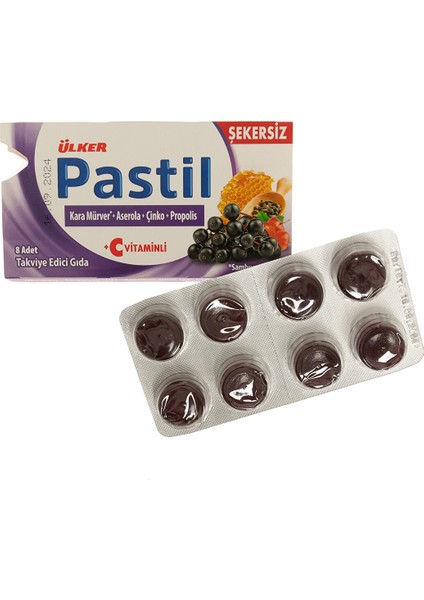 Pastil Kara Mürver + Aserola + Çinko + Propolis 8 Adet modelleri