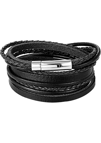 60CM Tarzı Kobalt Menekşe Moda Erkek Bilezikler Örgülü Hakiki Deri Bilezik Retro Inek Derisi Halat Zincir Erkek Paslanmaz Çelik Bilezik Takı Hediyeler (Yurt Dışından)