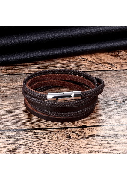 60CM Tarzı Kobalt Menekşe Moda Erkek Bilezikler Örgülü Hakiki Deri Bilezik Retro Inek Derisi Halat Zincir Erkek Paslanmaz Çelik Bilezik Takı Hediyeler (Yurt Dışından) fiyatları