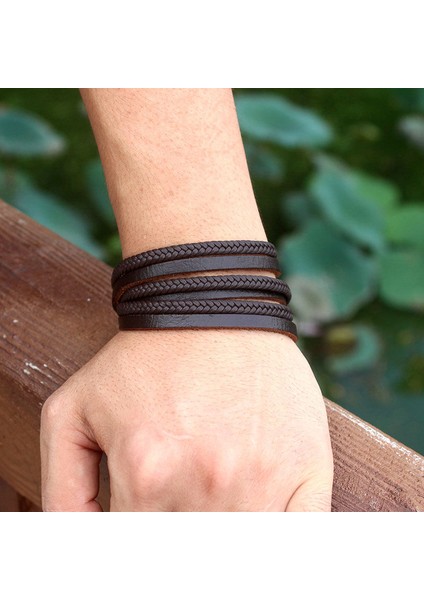 60CM Tarzı Kobalt Menekşe Moda Erkek Bilezikler Örgülü Hakiki Deri Bilezik Retro Inek Derisi Halat Zincir Erkek Paslanmaz Çelik Bilezik Takı Hediyeler (Yurt Dışından) fırsatları