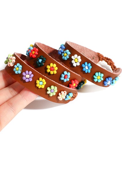 Kolye 3 Amorcome Hakiki El Yapımı Deri Çiçek Bilezik Boho Renkli Tohum Boncuk Papatya Ayarlanabilir Wap Kadınlar Için Bilezikler Kız Takı (Yurt Dışından) fiyatları