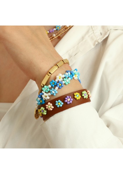 Kolye 3 Amorcome Hakiki El Yapımı Deri Çiçek Bilezik Boho Renkli Tohum Boncuk Papatya Ayarlanabilir Wap Kadınlar Için Bilezikler Kız Takı (Yurt Dışından) modelleri