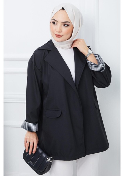Oversize Bondit Ceket Siyah HM2333