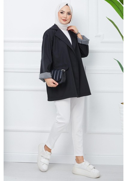 Oversize Bondit Ceket Siyah HM2333 fiyatları