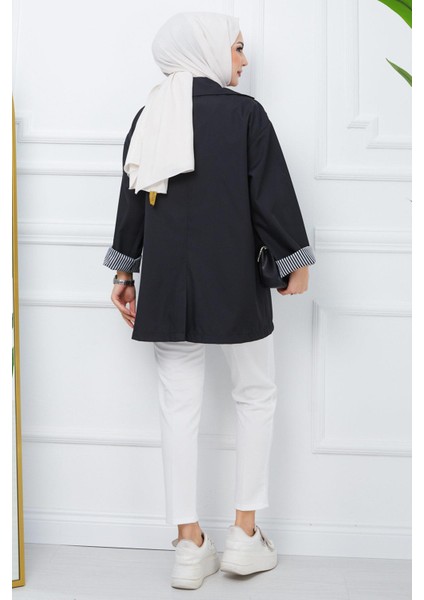 Oversize Bondit Ceket Siyah HM2333 fırsatları