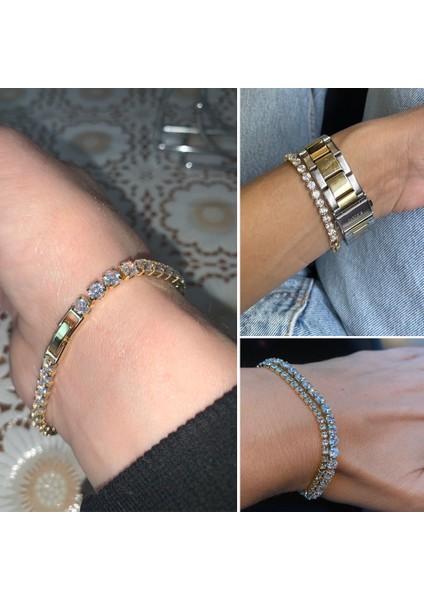 H086-19CM Zhouyang Tenis Bilezikler Kadınlar Için Basit Lüks Yuvarlak Kristal Altın Renk Bileklik Zincir Düğün Kız Hediye Takı H074 (Yurt Dışından) fiyatları