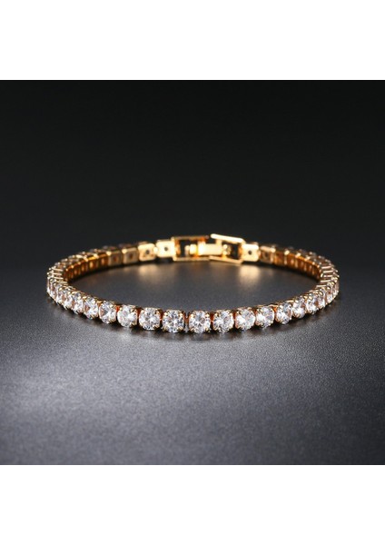 H086-19CM Zhouyang Tenis Bilezikler Kadınlar Için Basit Lüks Yuvarlak Kristal Altın Renk Bileklik Zincir Düğün Kız Hediye Takı H074 (Yurt Dışından) modelleri