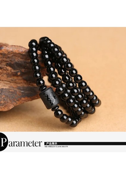 Çift Için Bilezikler Ejderha ve Phoenix Tote Obsidyen Çok Katmanlı Wrap Bilezikler Erkekler Kadınlar Için Çift Muska Strand Bilezik Takı Hediye (Yurt Dışından)