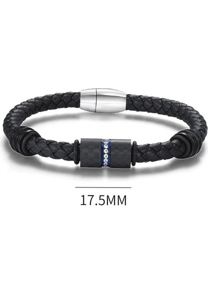 19CM Tarzı Siyah Model 2 Erkek Paslanmaz Çelik Mücevherat Avrupa Zirkon Karbon Fiber Dokuma Sığır Derisi Deri Mıknatıs Toka Bilezik (Yurt Dışından) indirimleri