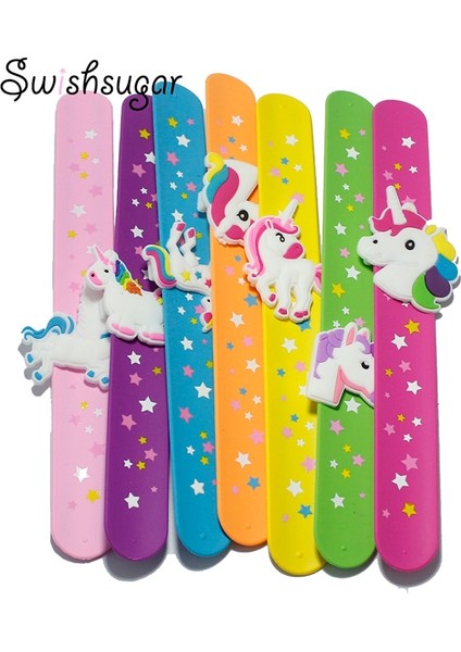No.6 Boyutu Çocuk Çocuk Kız Erkek Yıldız Baskı Renkli Unicorn Bileklik Esnek Wrap Tokat Bilezik Hayvan Enfant Bileklik Hediye Şekeri (Yurt Dışından) fiyatları