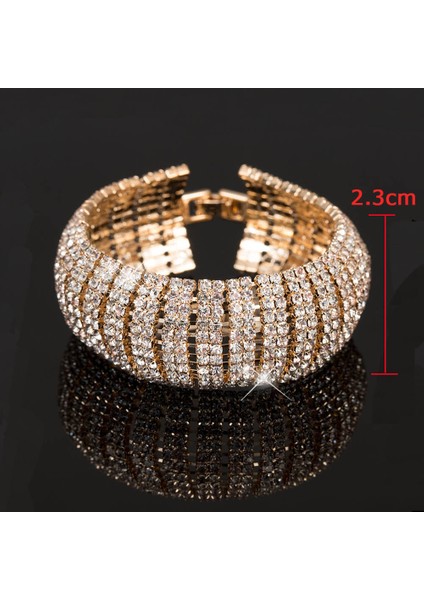 4 Altın Aınameısı Moda Kadınlar Kristal Düğün Bilezik ve Bilezikler Tam Parlak Rhinestone Gelin Aşk Charm Link Zinciri Bilezik Takı (Yurt Dışından)