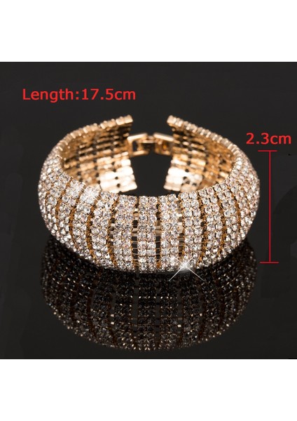 4 Altın Aınameısı Moda Kadınlar Kristal Düğün Bilezik ve Bilezikler Tam Parlak Rhinestone Gelin Aşk Charm Link Zinciri Bilezik Takı (Yurt Dışından)