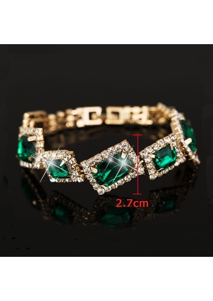 4 Altın Aınameısı Moda Kadınlar Kristal Düğün Bilezik ve Bilezikler Tam Parlak Rhinestone Gelin Aşk Charm Link Zinciri Bilezik Takı (Yurt Dışından)