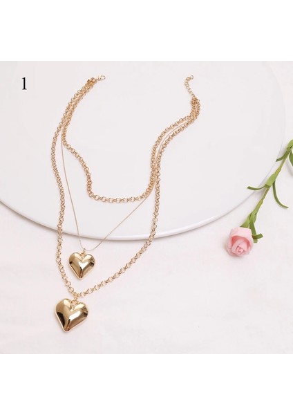 Çok Katmanlı Kolye Pentagram Kalp Bilezik Kristal Zincir Moda Kadınlar Vahşi Basit Sevgililer Günü Hediyesi Düz Renk Tüm Maç Kristal Bilezikler (Yurt Dışından)