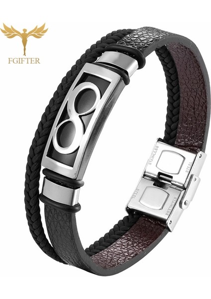 18.5cm Tarzı Açık Sarı Renk Infinity Deri Bileklik Altın Gümüş Renk Paslanmaz Çelik Manşet Bileklik Infinity Aşk Çiftler Bileklik Infinity Takı (Yurt Dışından)
