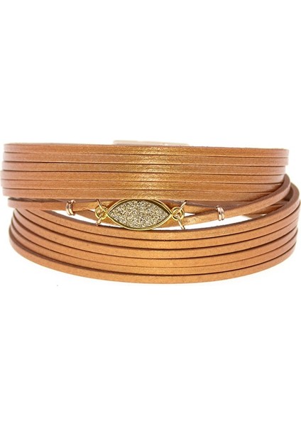 20CM Tarzı Gri Wellmore Deri Bilezikler Charm Bilezikler Kadın Erkek Için Çoklu Katmanlar Sarma Bilezikler Coupleze Moda Takı (Yurt Dışından)