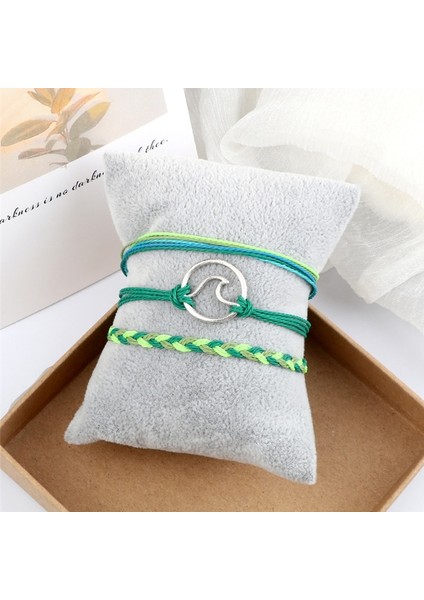 2'yi Ayarla 3 Adet Kadınlar Şanslı Dize Bilezik Hayat Ağacı Infinity Om Sembolü Dalga Charm Erkekler Için El Yapımı Yeşil Örgülü Halat Bilezikler Takı (Yurt Dışından) indirimleri