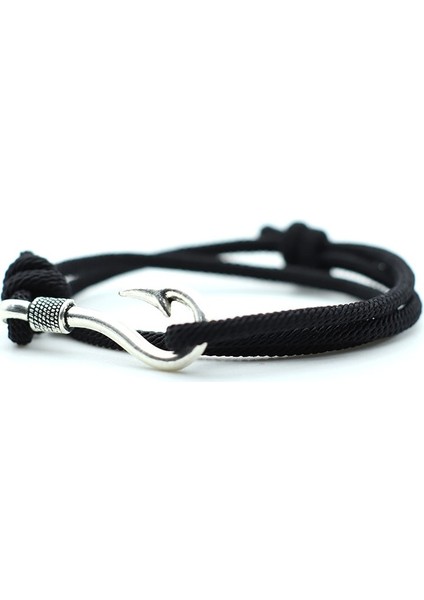 Siyah Gümüş Antik Altın Gümüş Balık Kancası Bilezik Erkekler Kadınlar Ayarlanabilir Halat Zincir Viking Denizcilik Denizci Çapa Braclet Bohemia Takı Bff (Yurt Dışından)