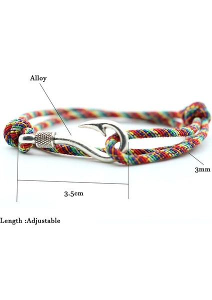 Siyah Gümüş Antik Altın Gümüş Balık Kancası Bilezik Erkekler Kadınlar Ayarlanabilir Halat Zincir Viking Denizcilik Denizci Çapa Braclet Bohemia Takı Bff (Yurt Dışından) fırsatları