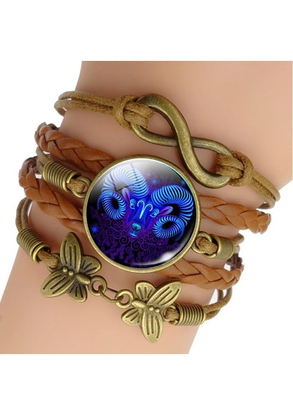 Kova Aydınlık 12 Burç Dokuma Deri Bilezik Kovalar Koç Boğa Takımyıldızı Takı Doğum Günü Hediyesi (Yurt Dışından) modelleri